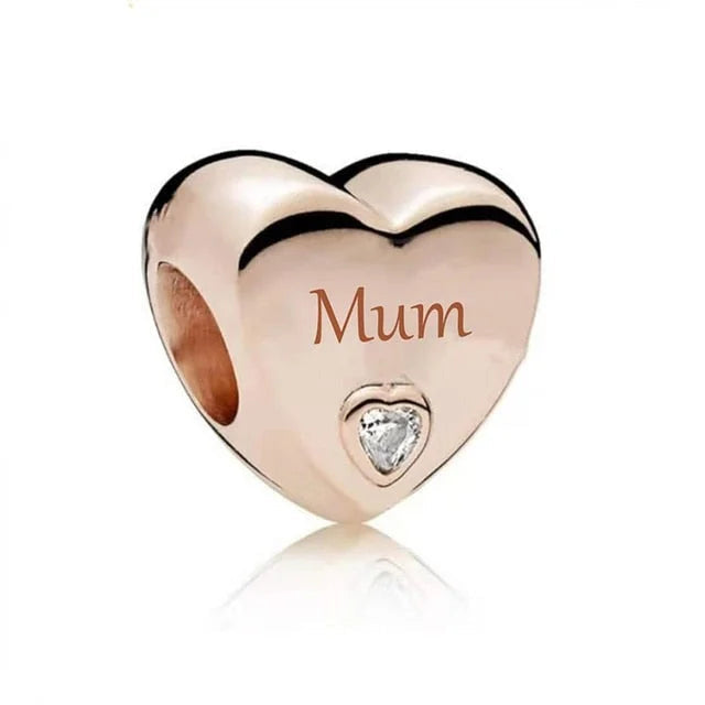 Mum Heart Charm - Rose