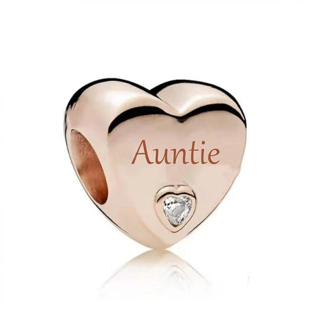 Auntie Heart Charm - Rose