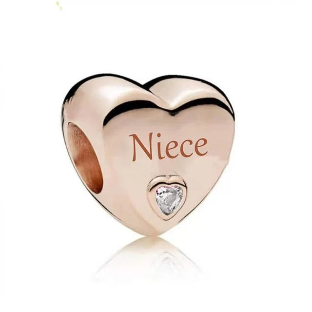 Niece Heart Charm - Rose
