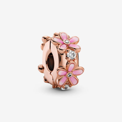 Pink Daisy Spacer Clip Charm - Rose