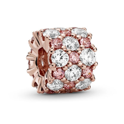 Clear Sparkle Barrel Charm - Rose