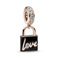 Love Padlock Dangle Charm - Rose