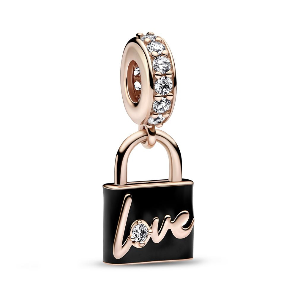 Love Padlock Dangle Charm - Rose