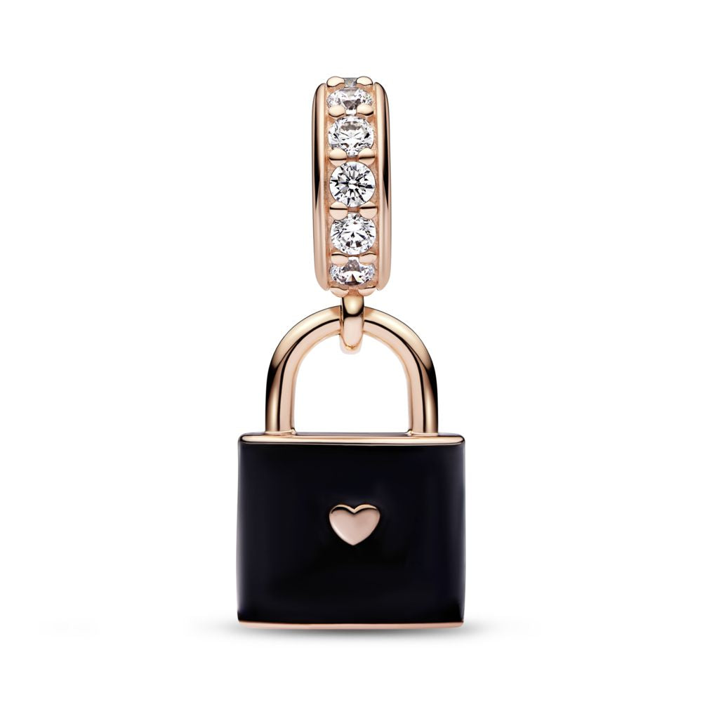 Love Padlock Dangle Charm - Rose