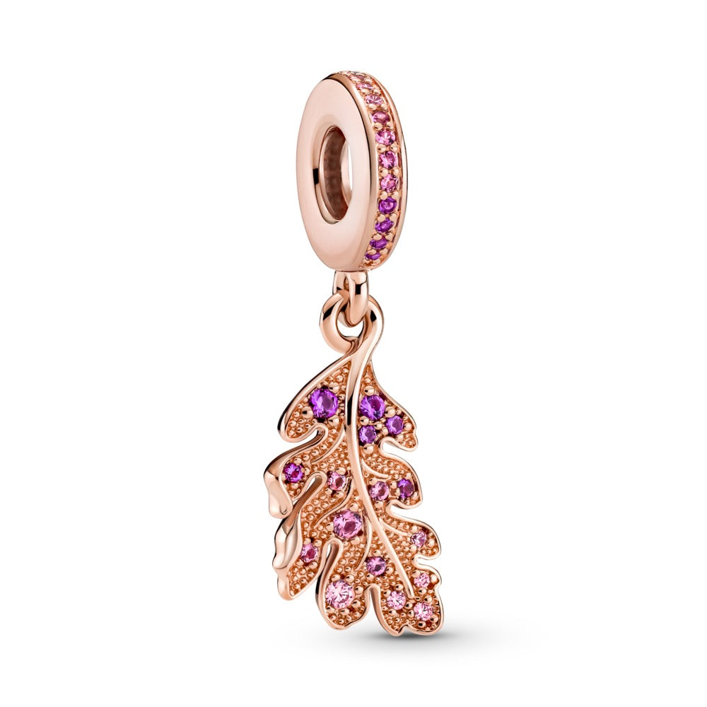 Oak Leaf Dangle Charm - Rose