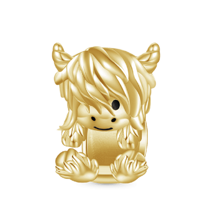 Cute Highland Cow Charm - Gold