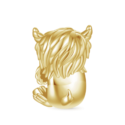 Cute Highland Cow Charm - Gold