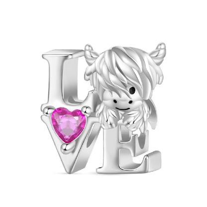 Highland Cow Birthstone Love Charm