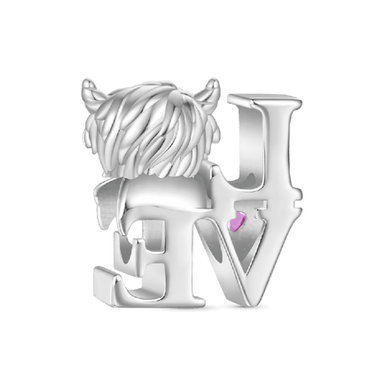 Highland Cow Birthstone Love Charm