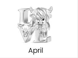 Highland Cow Birthstone Love Charm