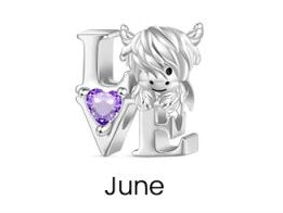 Highland Cow Birthstone Love Charm