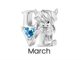 Highland Cow Birthstone Love Charm