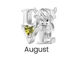 Highland Cow Birthstone Love Charm