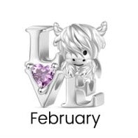 Highland Cow Birthstone Love Charm
