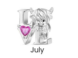 Highland Cow Birthstone Love Charm