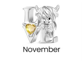 Highland Cow Birthstone Love Charm