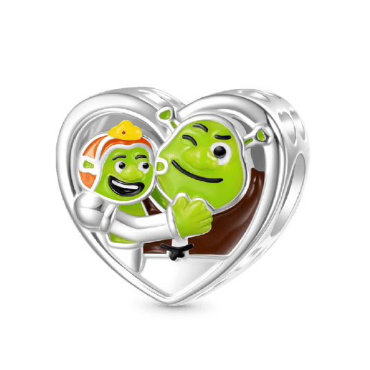 'I LOVE OGRES' Shrek & Fiona Love Heart Charm