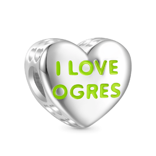 'I LOVE OGRES' Shrek & Fiona Love Heart Charm