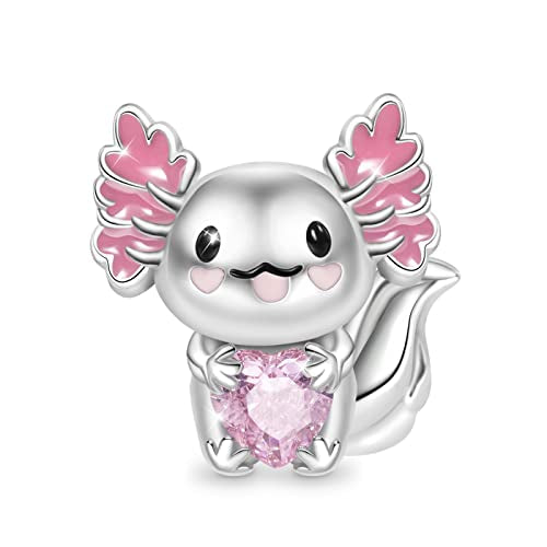 Axolotl Embracing Heart Charm