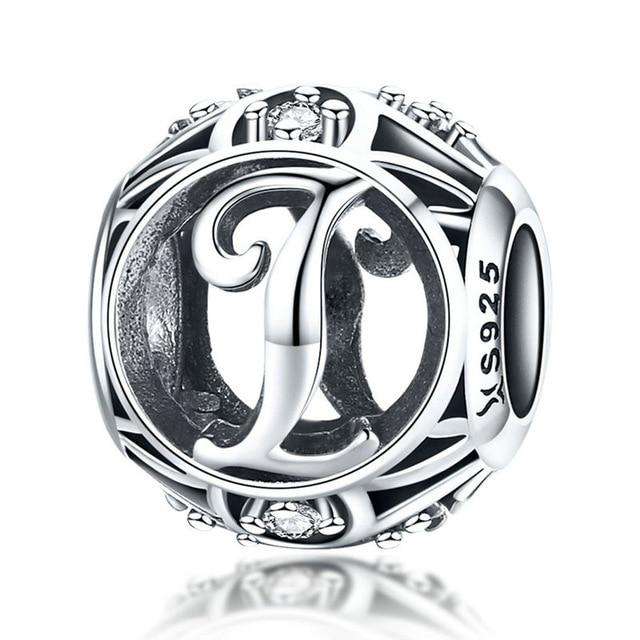 Alphabet Script Charm with Clear Zirconia