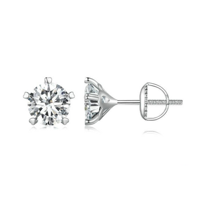 Heart Prong Moissanite Stud Earrings - 1ct