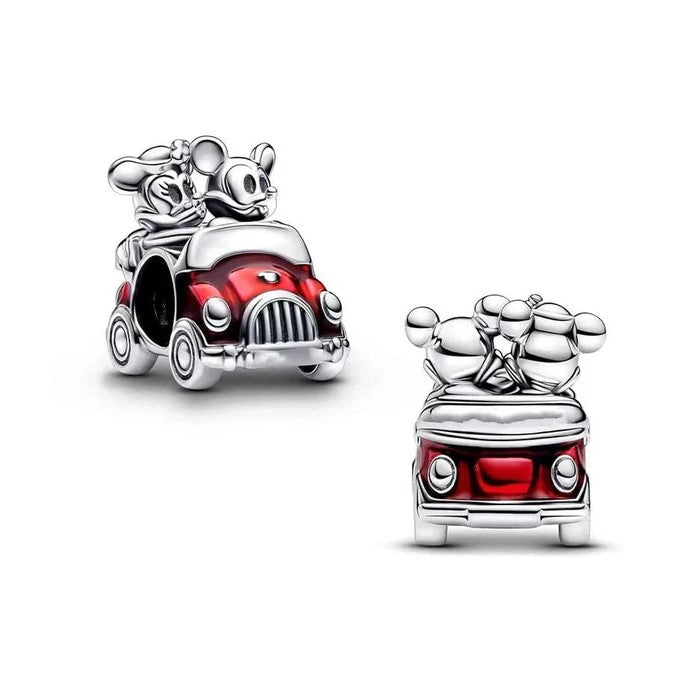 Mickey & Minnie Character Red Car Charm