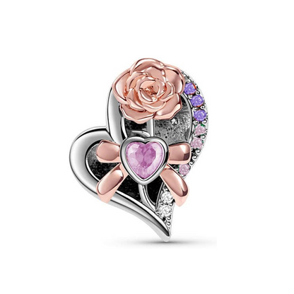 Heart With Rose Charm