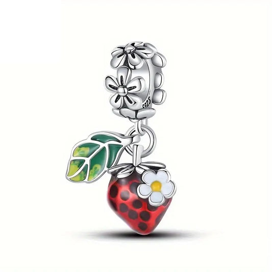 Strawberry With Leaf Dangle Charm