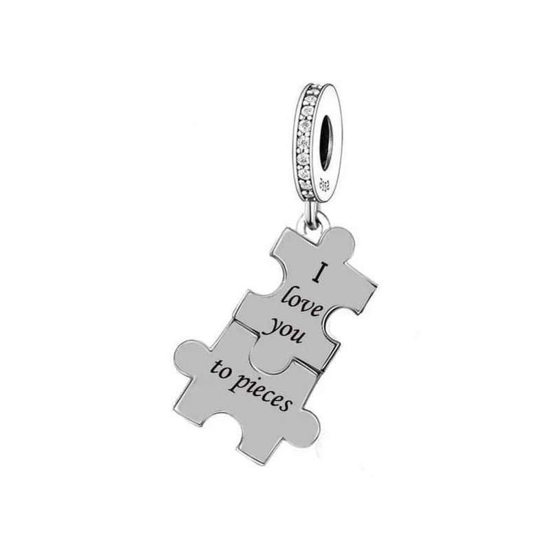 I Love You To Pieces Sparkling Puzzle Dangle Charm