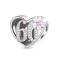 Birthday Charm Pink Flower & Heart Bead Charm