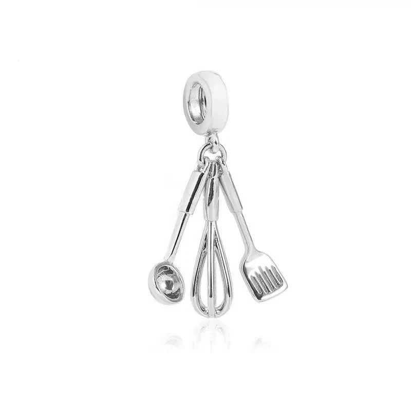 Silver Kitchen Utensil Triple Dangle Charm