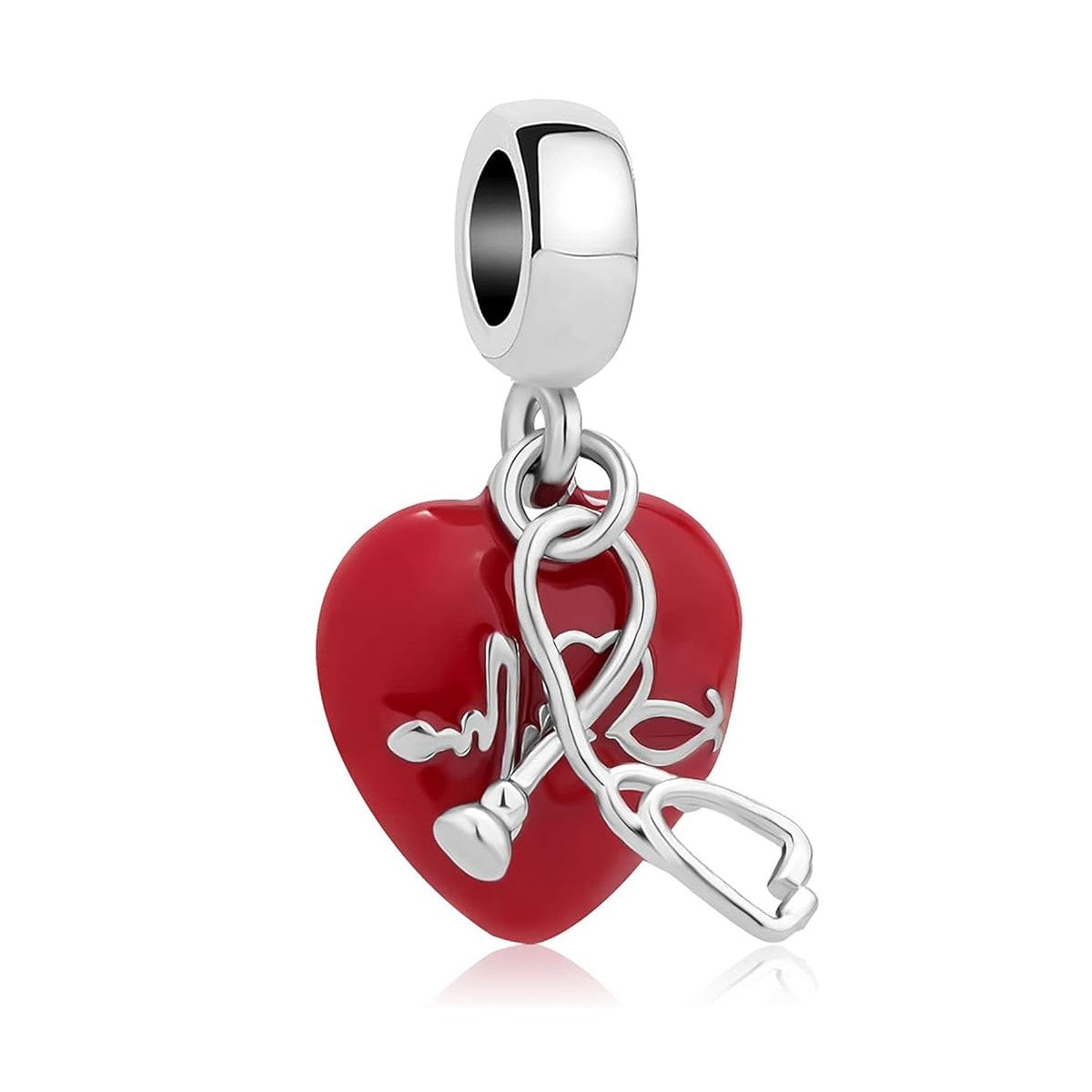 Heart & Stethoscope Double Dangle Charm