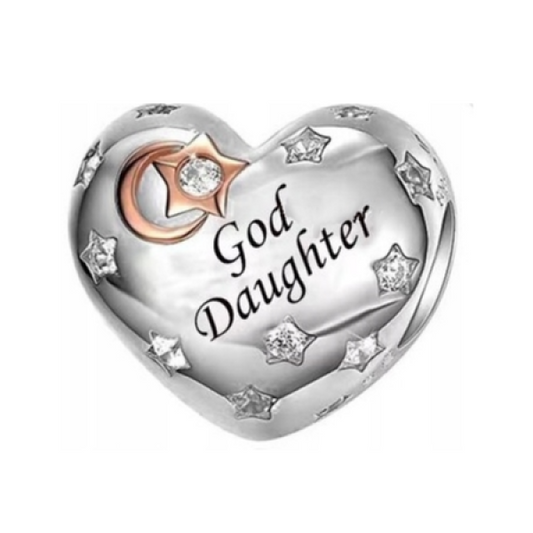 Love My God Daughter To The Moon and Back Heart Charm