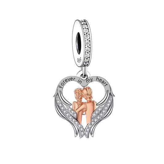 Angel Wings Dangle Charm - Mother & Daughter