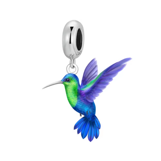 Hummingbird Dangle Charm - Blue