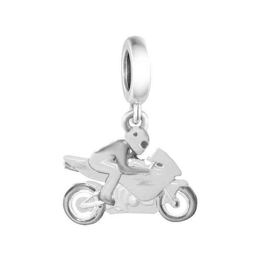 Motorcycle With Rider Dangle Charm