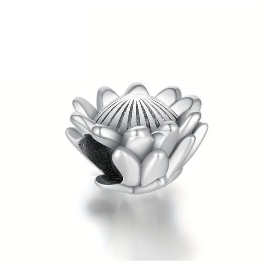 King Protea Charm - Silver