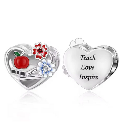 Teach, Love Inspire Heart Bead Charm