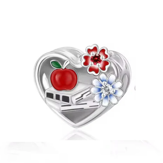 Teach, Love Inspire Heart Bead Charm