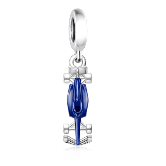 Race Car Dangle Charm - F1 Blue