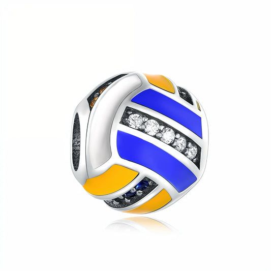 Netball Ball Enamel Charm - Blue & Yellow