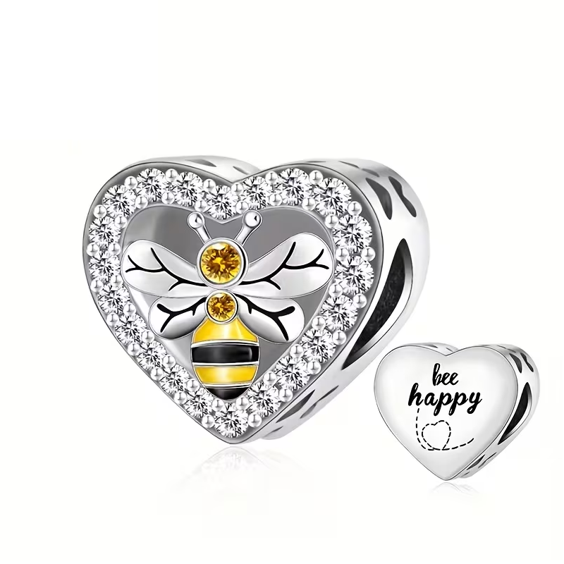 Bee Happy Heart Charm
