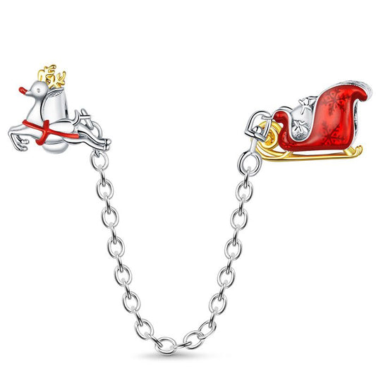 Reindeer Pulling A Sleigh Safety Chain