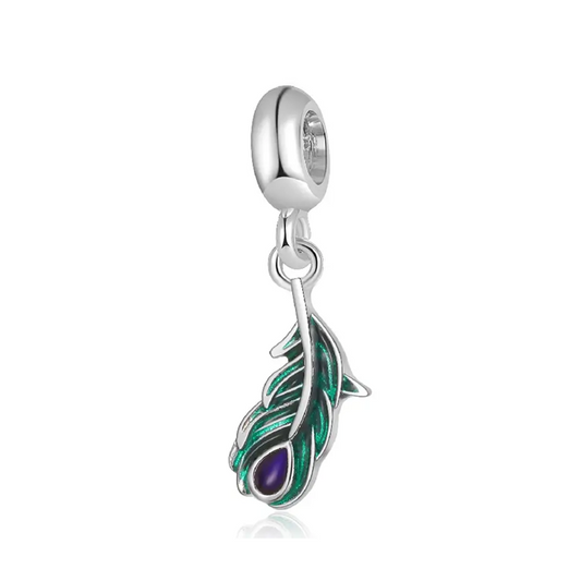 Peacock Feather Dangle Charm