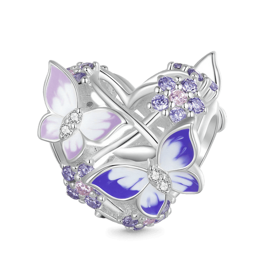 Sparkling Butterfly Heart Charm