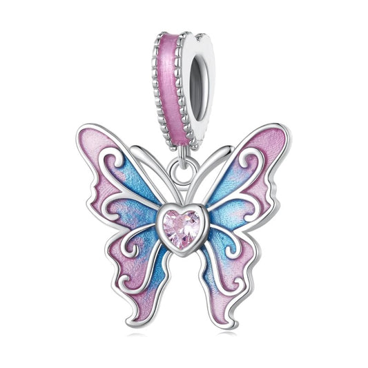 Butterfly Dangle Charm - Pink