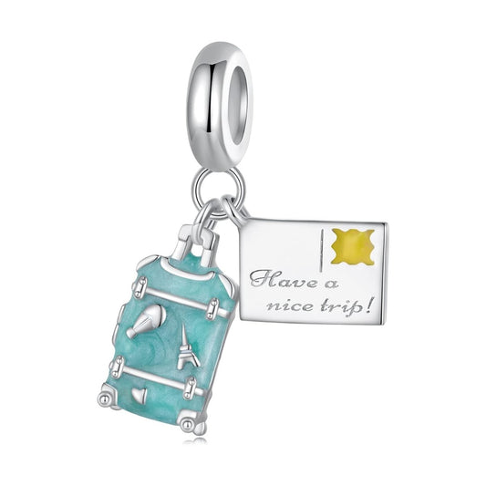 Suitcase & Postcard Dangle Charm