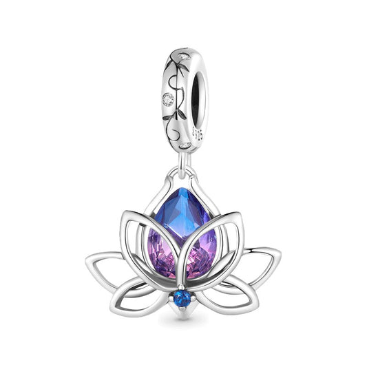 Lotus Flower Crystal Dangle Charm