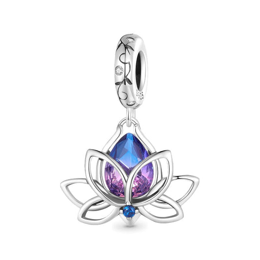 Lotus Flower Crystal Dangle Charm
