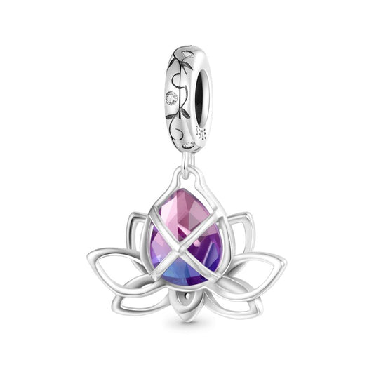 Lotus Flower Crystal Dangle Charm